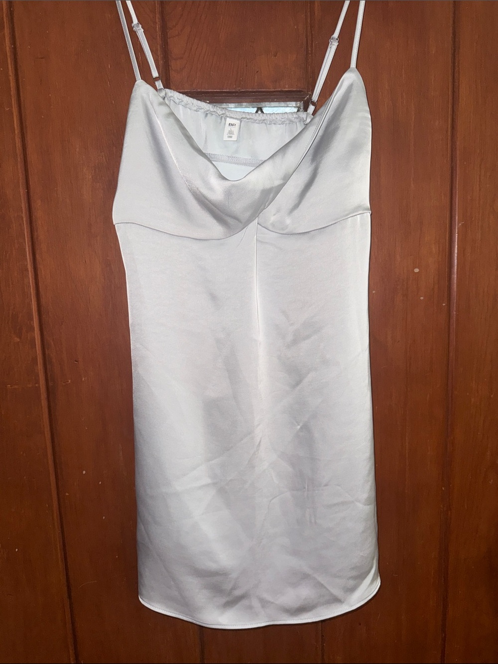 bp White Satin Cowl Neck Slip Mini Skirt